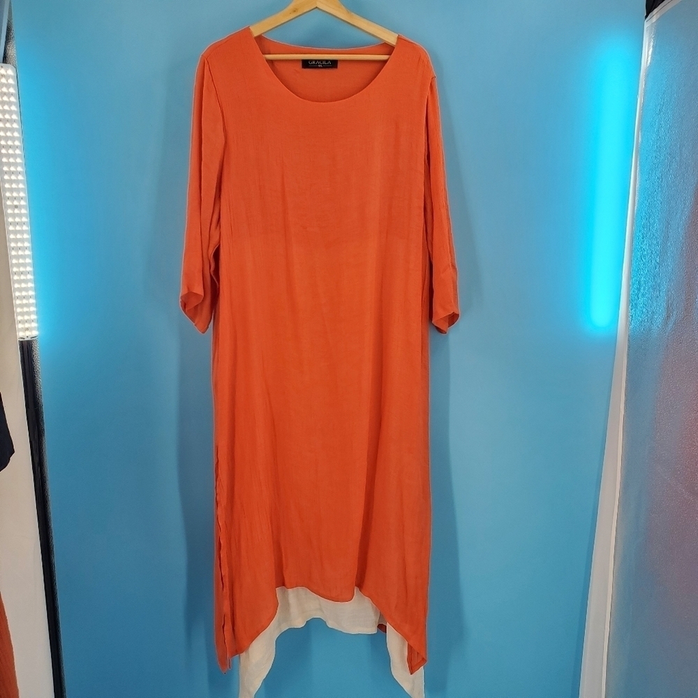 Gracila burnt sienna and cream maxi dress